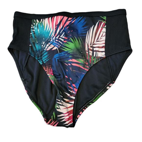 Swimsuits for All size 14 Multicolor Leaf Print High Rise Swim Bottom NEW - Picture 1 of 7